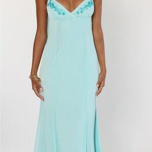 Jadira Aqua Scarf Maxi Dress